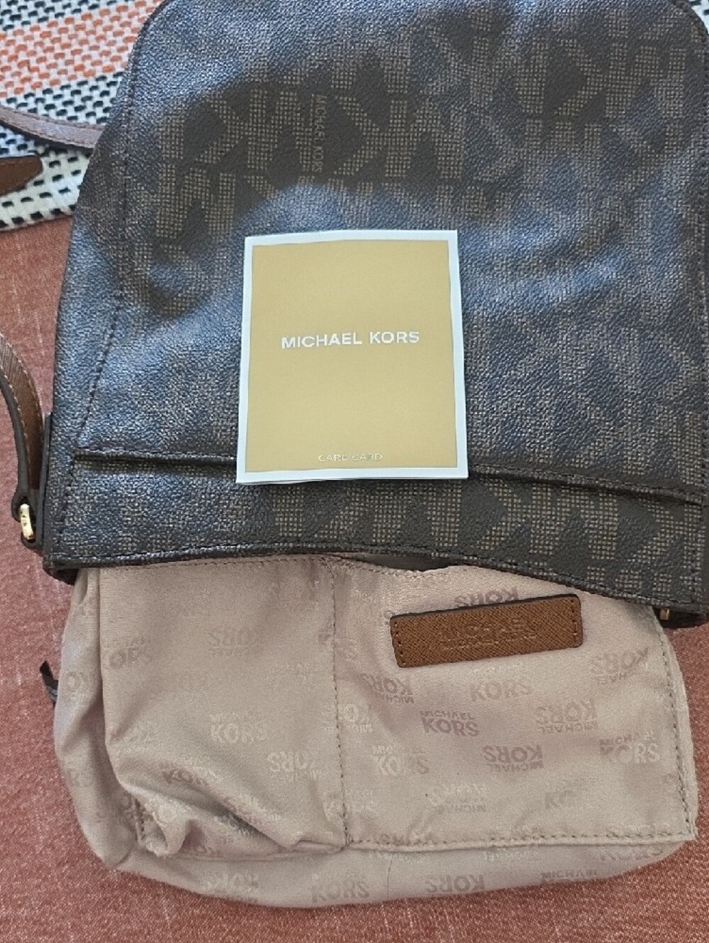 Michael Kors Black/Brown Signature MK Crossbody Bag - Picture 4 of 13